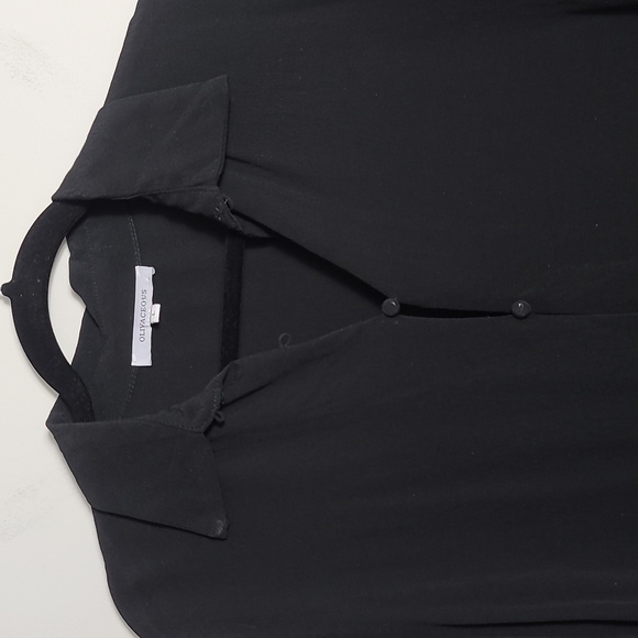 OLIVACEOUS Gauze Flowy Long Sleeve Button Down Blouse in Black Size Large - Picture 7 of 16